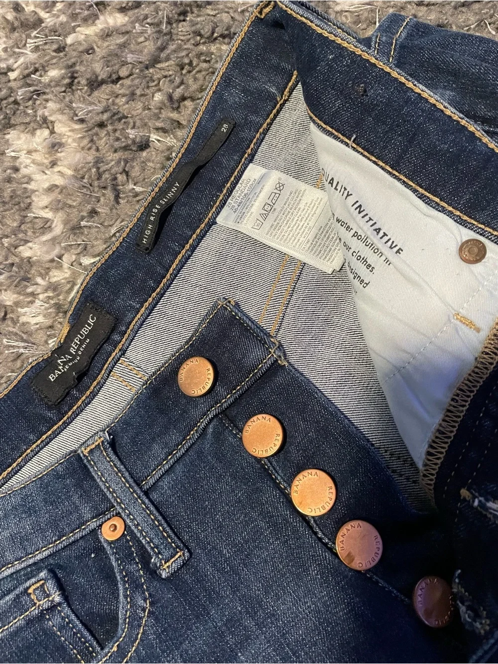 Banana Republic High-Rise Dark Blue Button-Fly Jeans